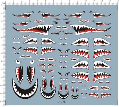 Universal 1/144 1/72 1/48 1/32  Military Aircraft Shark Jaw Model Water Decal • $10.58