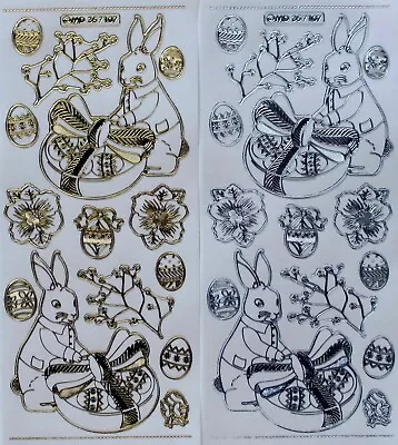 EASTER Embossed On Clear Rabbit Eggs PEEL OFF STICKERS Rabbits Basket Cardmaking • £1.23