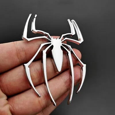 Silver Car Chrome 3D Metal Spider Logo Sticker Emblem Badge Decal Accessories • $11.38