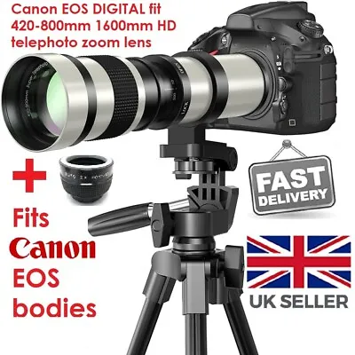 Canon EOS DSLR DIGITAL Fit 420 800mm 1600mm Zoom Lens 1000D 2000D 3000D 4000D + • £109.99