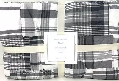 New~Pottery Barn Madras Toddler Nursery Crib Quilt~Gray • $80.96