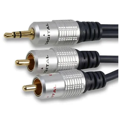 £13.95 • Buy PRO 3.5mm Stereo Jack To Twin 2x RCA Phono Male Plug Lead 1m To 20m Lead 24k
