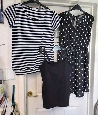 Womens Maternity Size 12 & M Summer Bundle Top Dress & Vest 3 Items • £16.99