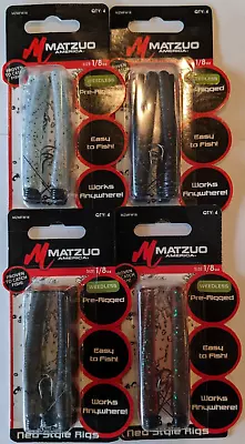 4 - MATZUO Weedless Ned Style Rigs - 4/Pk - 1/8 Oz.- Four Popular Colors! • $16.99