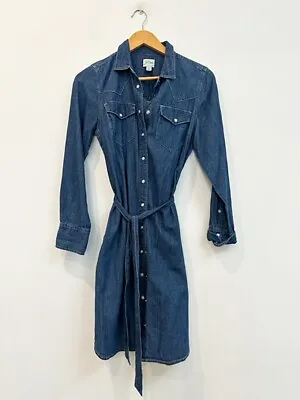 Designer J Crew Size 6 2 US Blue Chambray Denim Shirt Style Women's Dress • $50