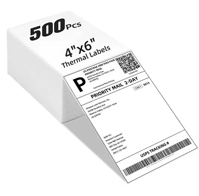 500pcs 4 X6  Fanfold Direct Thermal Shipping Labels For Zebra And Rollo Printers • $11.76