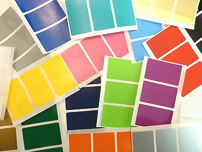 48x28mm Rectangle Plastic Vinyl Colour Code Stickers Coloured Sticky Labels • £3.85