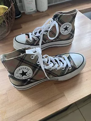 Bershka Converse Platform Lift Hi Tops Tartan Pattern Flatform UK 4.5 EU 47 • £75