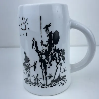 $53.11 • Buy Pablo Picasso White Beer Mug Don Quixote Art Painting Coffee Tea Cup MCM 1970s