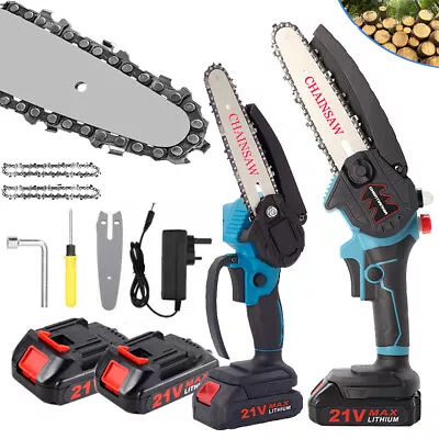 6/8 Inch Mini Cordless Chainsaw Handheld Electric Chainsaw Wood Cutter+2 Battery • £19.99