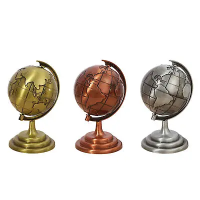 Vintage Look Globe Decoration Aluminum Alloy Globe Of The World Ornament Decor • $25.93
