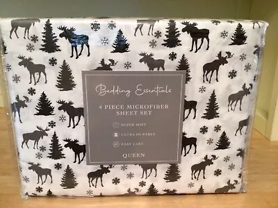 Bedding Essentials Hillside Moose QUEEN Sheet Set • $34