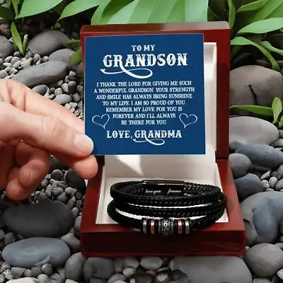 Love You Forever Bracelet To My Grandson From Grandma Boys Jewelry Gifts For Son • $45.10