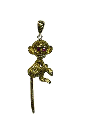 Monkey Pendant 18k Yellow Gold Movable Tail • $499