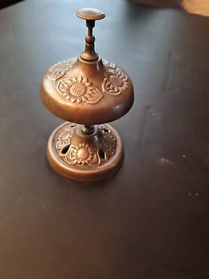 Vintage Front Desk Store Hotel Counter Sunflower Metal Bell Pewter Italian • $22.99