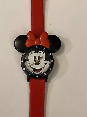 Lorus Disney Minnie Mouse Watch - Ears & Bow - Red Leather Band - Needs Battery • $27.60