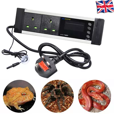 LCD Digital Thermostat Reptile Aquarium Day/Night Timer Temp Controller UK • £25.99