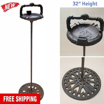 Cast Iron Tall Ashtray Stand 32  Vintage Look Home Decor Outdoor Indoor Gift • $170.99