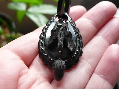 Victorian Whitby Jet Acorn Pendant • £4.70