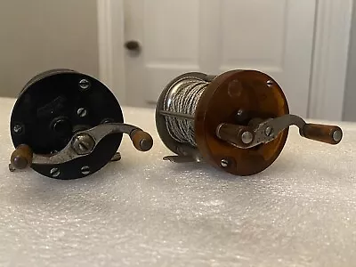 Lot Of 2 Antique Fishing Reels Meisselbach Catucci Symploreel Unmarked Bakelite • $125