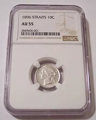 Straits Settlements (Malaysia) Victoria 1896 Silver 10 Cents AU55 NGC • $99