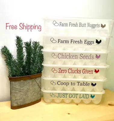 Reusable Humor Rectangular  Eco Friendly  Stack-able Plastic Egg Storage Carton • $7.50