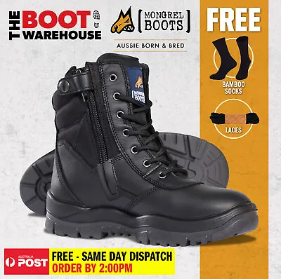 Mongrel 251020 Work Boots. Steel Toe Safety. Black Hi-Leg Zip Sider. Brand New. • $166.95