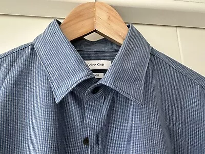 Calvin Klein Shirt M Slim Fit Blue Check Lovely Shirt Hardly Worn • £7.99