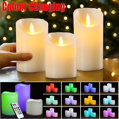 Colour Changing LED Candle Flameless Flickering LED Wax Mood Set With Remote UK • £9.59