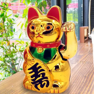 Chinese Lucky Waving Cat Beckoning Maneki Neko Gold Wealth Fortune Feng Shui • $11.99