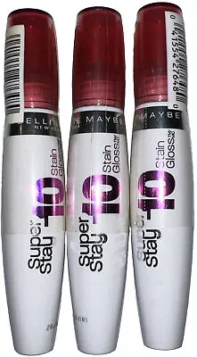 Pack OF 3 Maybelline New York Superstay 10 Hour Stain Gloss #130 Refreshing Red • $19.99