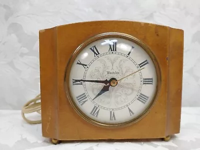 Vintage Westclox Sheraton Solid Maple Wood Electric Bedside Alarm Clock • $17.99