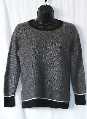 J. CREW Blck Cashmere Rnd Nck Swtr Birdseye Stitch 36 In Chst 22 In Lng Sz S EXC • $49.99