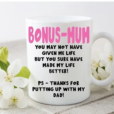 Step-mum Bonus Step Mum Cup Mug Gift Novelty Birthday Present Mother’s Day • £8.45