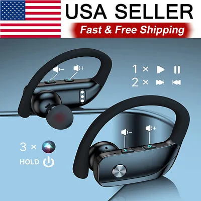 Wireless Bluetooth Headphones Headset 5.0 Stereo Earbuds Earphones TWS Ear Hook  • $17.96