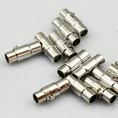 5pcs Quality Glue In Barrel Magnetic Clasps Leather Chain Jewelry Fittings 3-6mm • £3.94