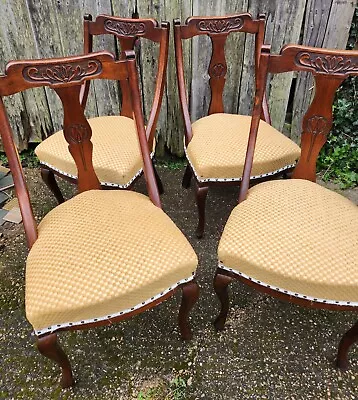 Set Of 4 Genuine Art Nouveau Mahogany Dining Chairs • £295