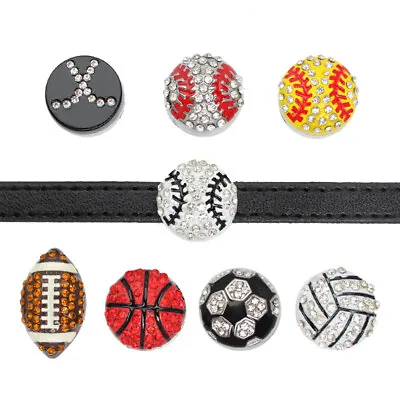 10pcs Sports DIY Rhinestone Slide Charms Footballrugby.Baseball.basketball • $11.99