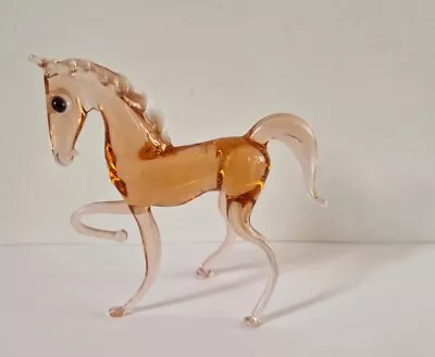 £5 • Buy Vintage Murano Art Glass Horse Pony Figure Coral Pink Lampwork Italy 1960's 