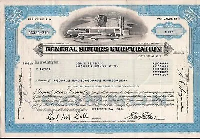 Stock Certificate General Motors Corp. Not More Than10000  Broker Merrill Lynch  • $2.50