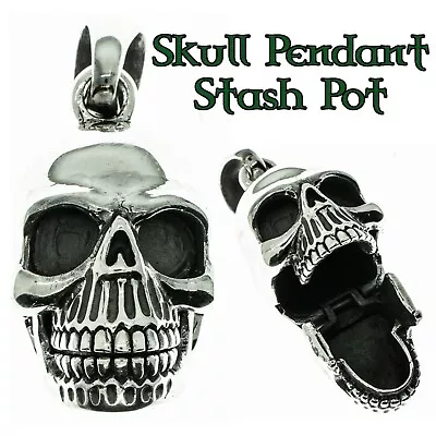 £104.99 • Buy Skull Pedant Stash Pot  925 Silver Biker  Pagan Biker Gothic Secret Compartment
