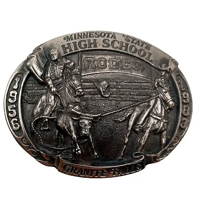 1983 Team Roping Rodeo Belt Buckle Minnesota High School Cowboy Vintage MN • $51.99