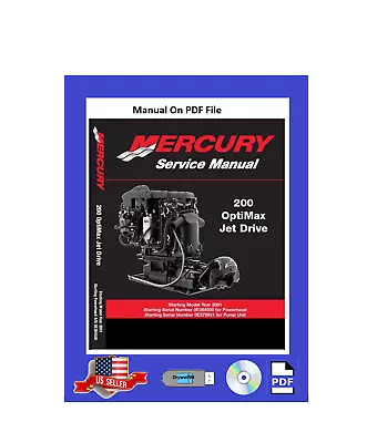 Mercury Service Manual 200hp OptiMax Jet Drive PDF • $14.95