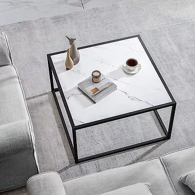 SAYGOER Marble Coffee Table Small Square Coffee Tables Modern Center Table • $75.59