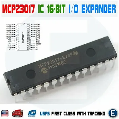MCP23017-E/SP MCP23017 - 16-Bit I/O Expander IC Microchip Corporation 8-Pin • $4.76