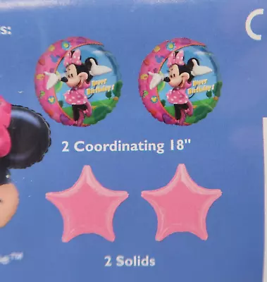 4 Foil Balloon Minnie Mouse Disney Birthday Party Pink Star Bouquet • £4.77