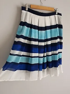 £12.95 • Buy Oodji Chiffon Pleated Short Flowy Striped Skirt Size 16