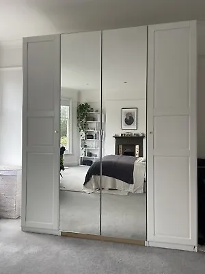 £350 • Buy White IKEA PAX Wardrobe With Mirror Doors