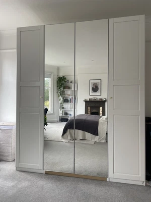 £350 • Buy White IKEA PAX Wardrobe With Mirror Doors