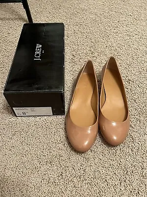 Jcrew Lily Metallic Heel Patent Leather Ballet Flats Size 8.5 Nude Color NIB • $26.99